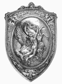 Perseus Taming Pegasus - French Renaissance Shield Engraving Poster Print