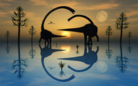 Omeisaurus Dinosaurs Courtship Rituals Fine Art Print