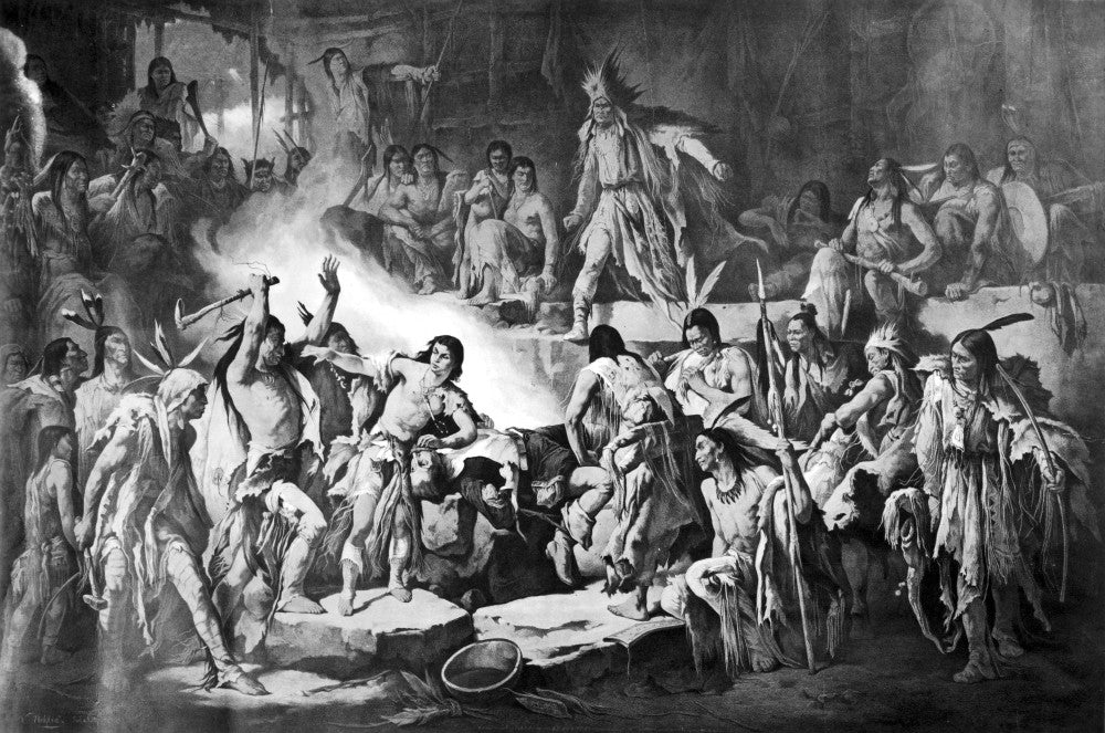 Pocahontas Saving Captain John Smith Lithograph by Victor Nehlig