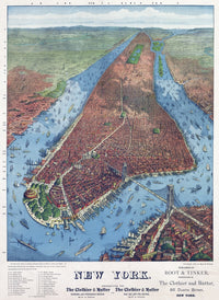 Bird's Eye View Map of New York City (C1879) Fine Art Print