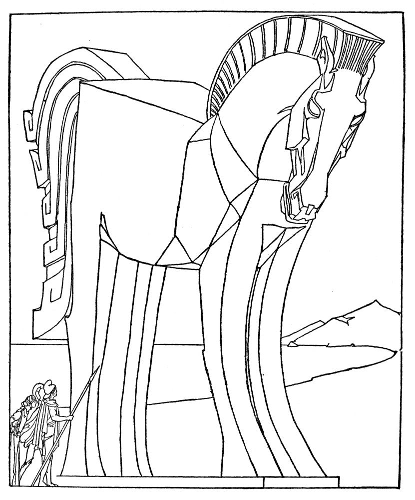 The Trojan Horse Fine Art Print by Willy Pogany - Homer: The Iliad