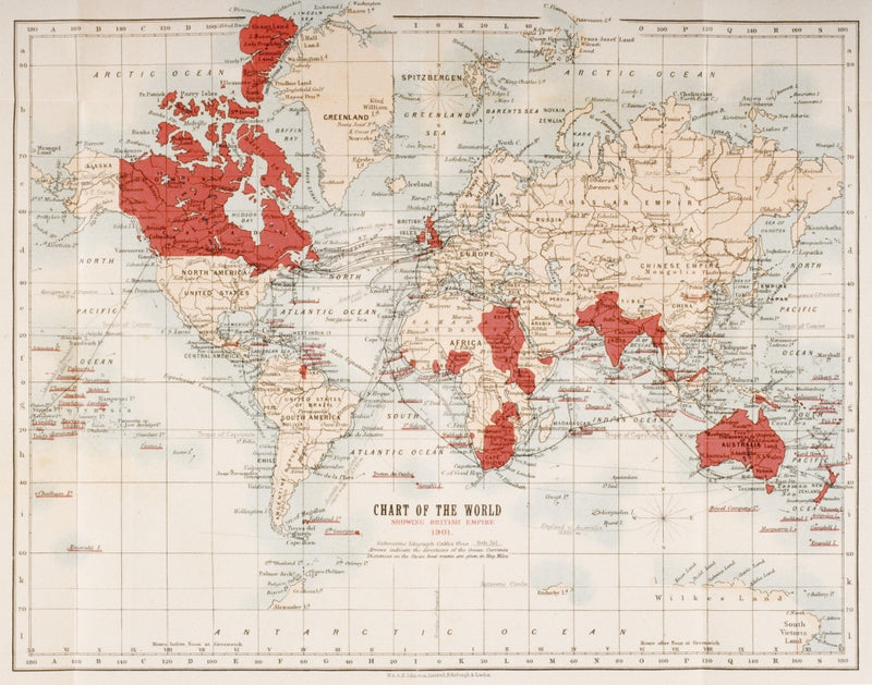 Map of the British Empire in 1901 - Vintage World Map Poster Print by Ken Welsh