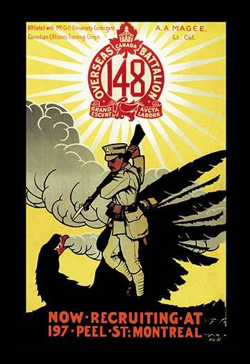 148th Overseas Battalion Recruitment Poster Print by P.E. Nobbs