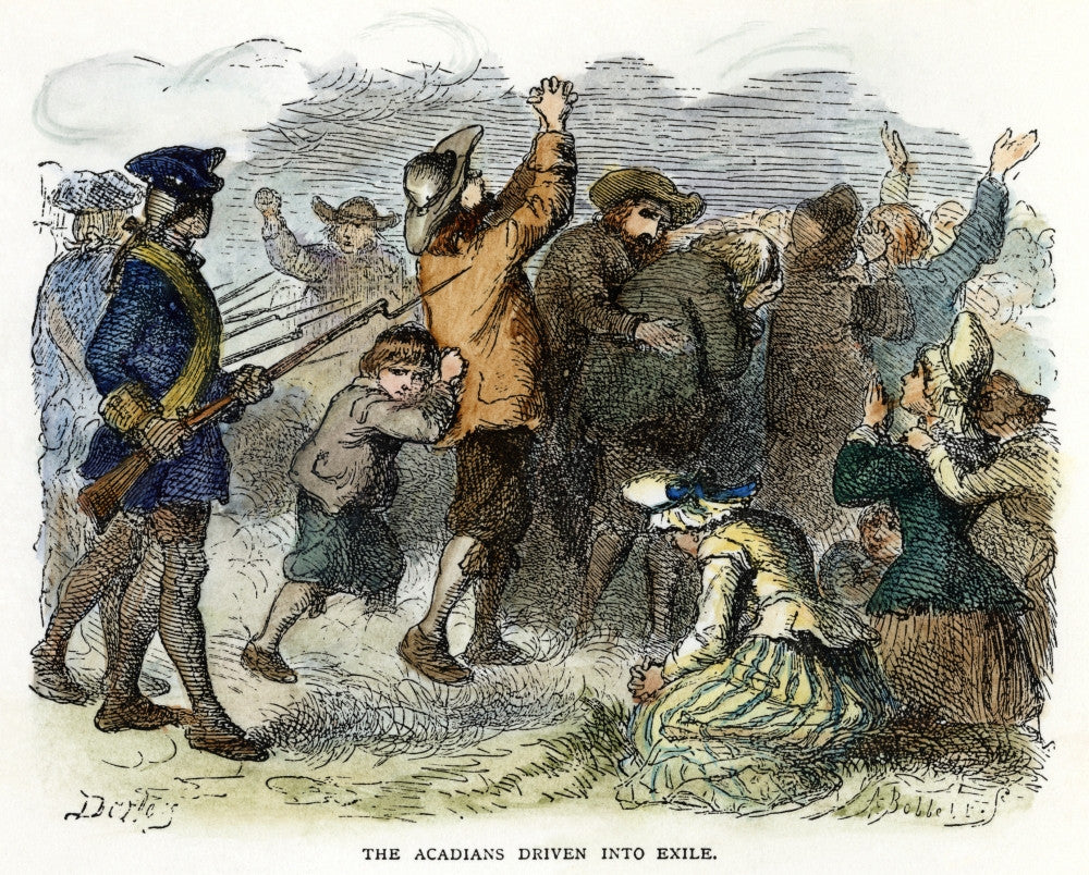 Acadian Expulsion Fine Art Print - 19th Century Wood Engraving