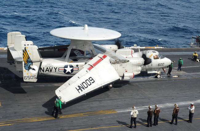 E-2C Hawkeye Fine Art Print on USS Nimitz Flight Deck by Stocktrek Images