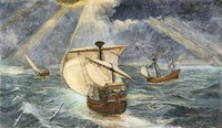 Columbus: Caravels, 1492 - Ships of Christopher Columbus Engraving