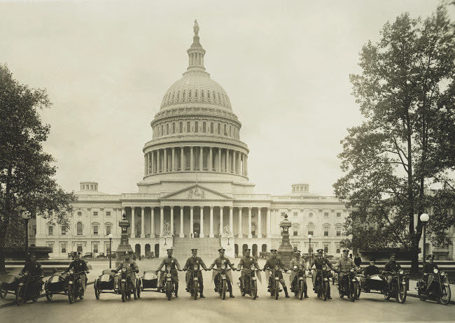 Motorcycle Policemen at the US Capitol Building Fine Art Print by John Parrot