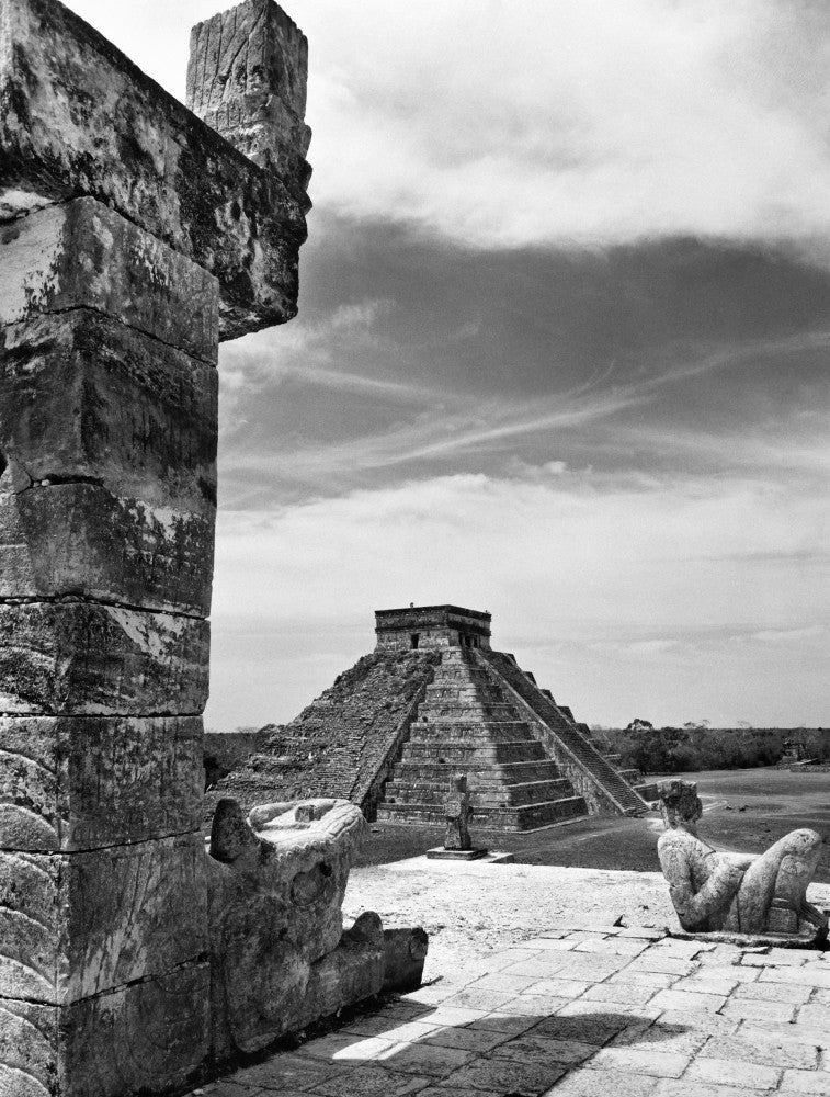 Chichen Itza Fine Art Print - Serpent Column View Photograph by Granger Collection