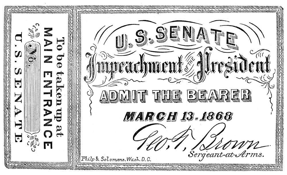 Andrew Johnson Impeachment Trial Ticket Fine Art Print by Granger Collection