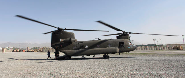 US Army CH-47 Chinook Helicopter in Afghanistan Fine Art Print by VWPics