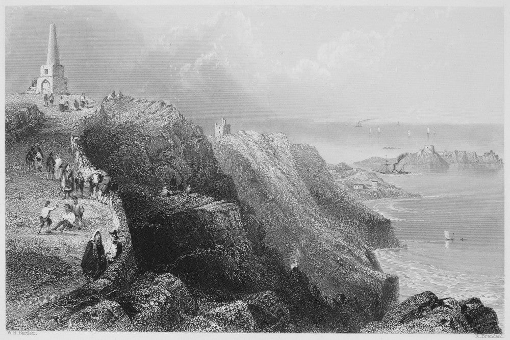 Ireland: Killiney Hill Steel Engraving Fine Art Print – After William Henry Bartlett