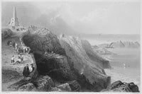 Ireland: Killiney Hill Steel Engraving Fine Art Print – After William Henry Bartlett
