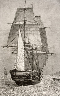 The Brig HMS Beagle Fine Art Print from Darwin's Journal (1890)
