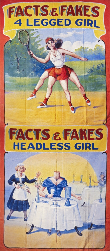 Vintage American Sideshow Poster Print Featuring Unique Performers - C1975
