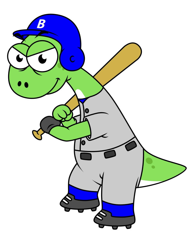 Brontosaurus Baseball Player Fine Art Print - Fun & Unique Décor