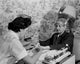 Woman Receiving Manicure in Hair Salon Fine Art Print