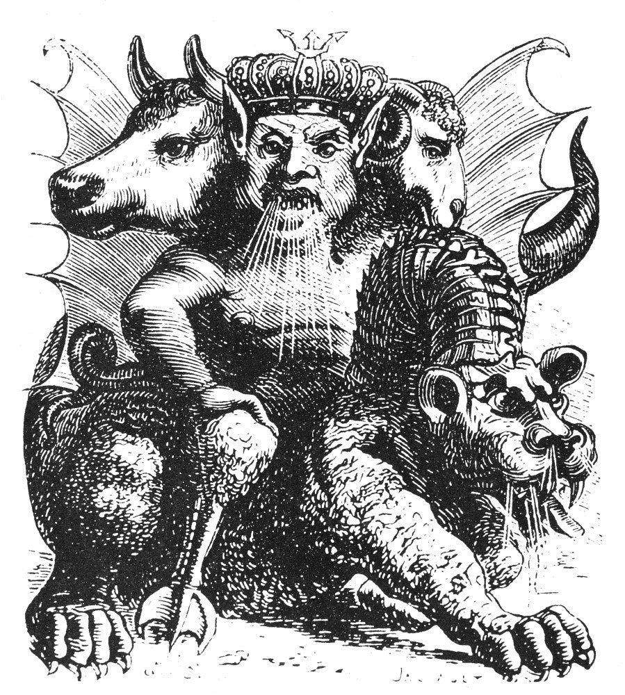 Asmodeus: The Biblical Demon of Anger and Lust Wood Engraving Poster Print