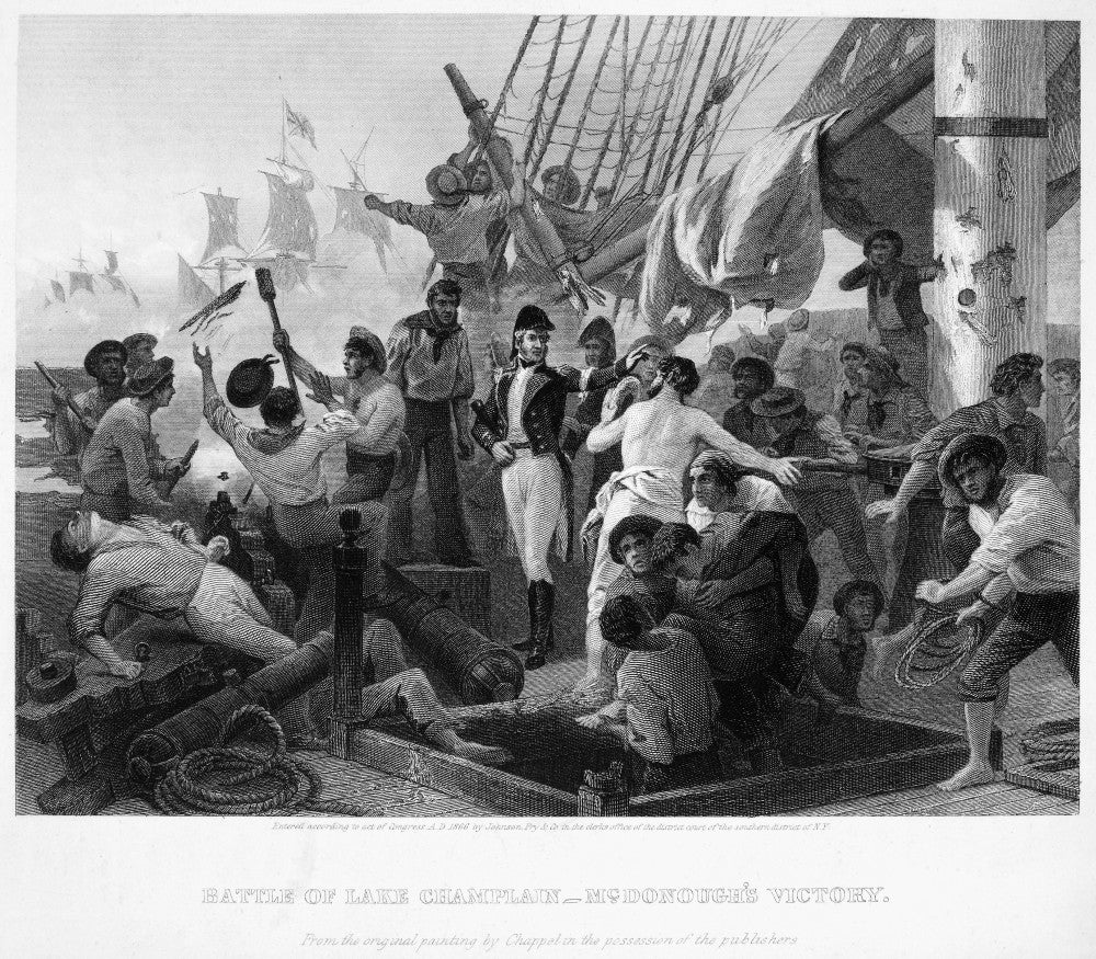 Battle of Lake Champlain Steel Engraving Poster Print (1866)