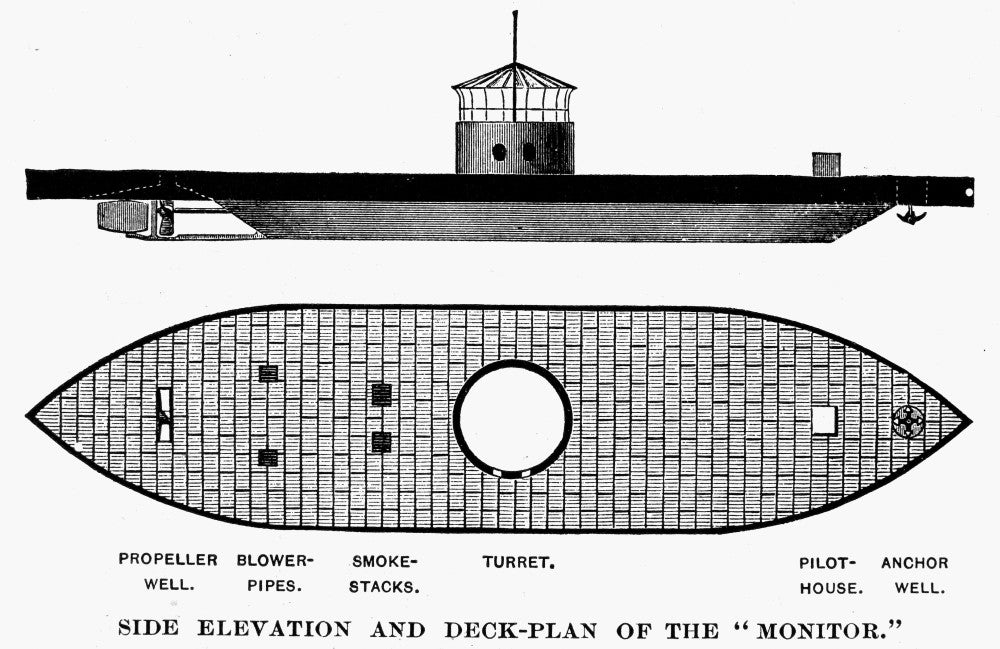 Civil War USS Monitor Deck Plan Fine Art Print by Granger Collection