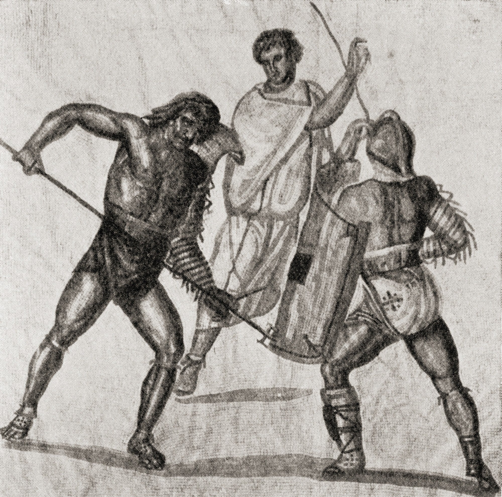 Two Gladiators Practicing Fine Art Print by Ken Welsh | Posterazzi