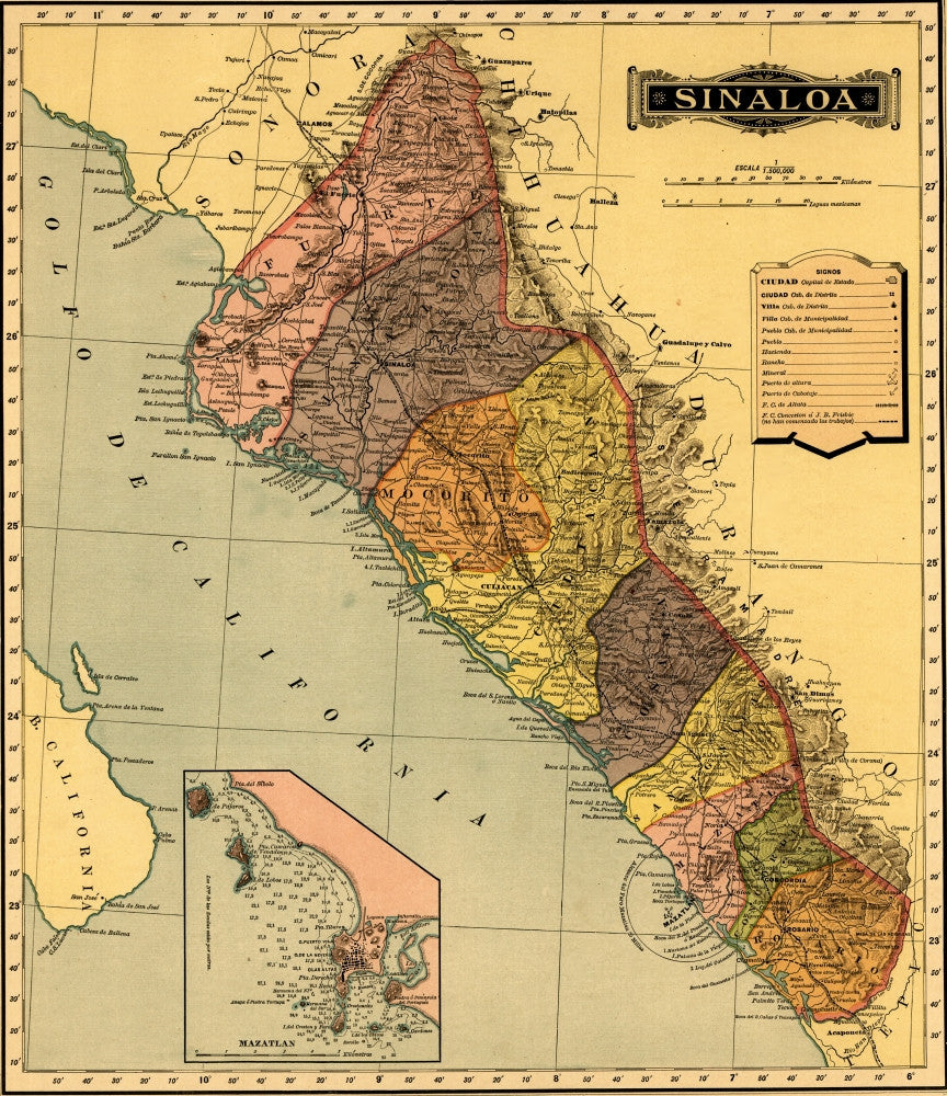 Sinaloa - 1844 Fine Art Print - Available in Multiple Sizes