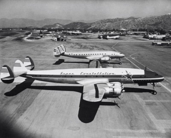 High Angle View of Two Airplanes at an Airport Fine Art Print