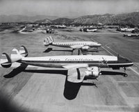 High Angle View of Two Airplanes at an Airport Fine Art Print