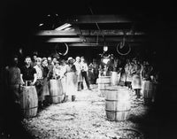 Wood Oil Barrels Fine Art Print - Vintage Cooperage Scene