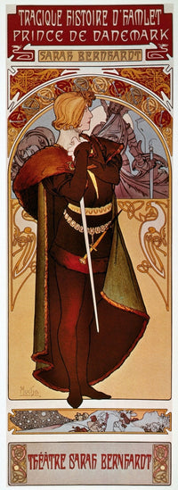Sarah Bernhardt as Hamlet Fine Art Print by Alphonse Mucha