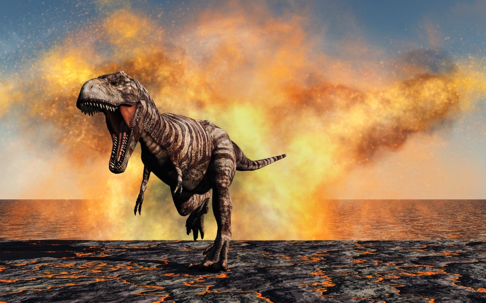 Tyrannosaurus Rex Escaping Fire Storm Fine Art Print
