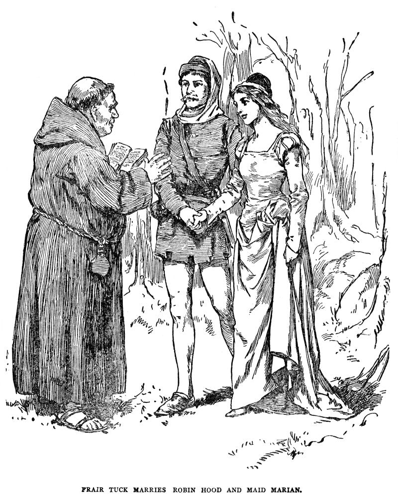 Robin Hood: Friar Tuck Marries Maid Marian - Vintage Illustration Poster Print