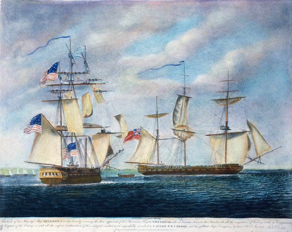 USS Chesapeake vs. HMS Shannon Battle Engagement Aquatint Print