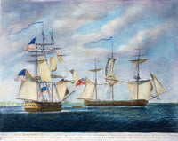 USS Chesapeake vs. HMS Shannon Battle Engagement Aquatint Print