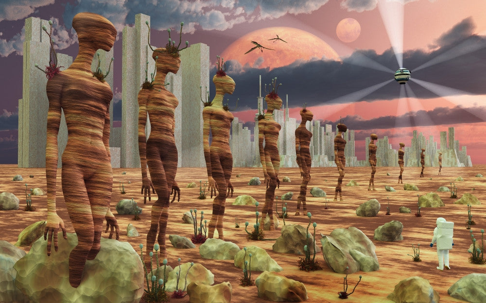 Astronaut Exploring Ancient Alien Civilization Fine Art Print