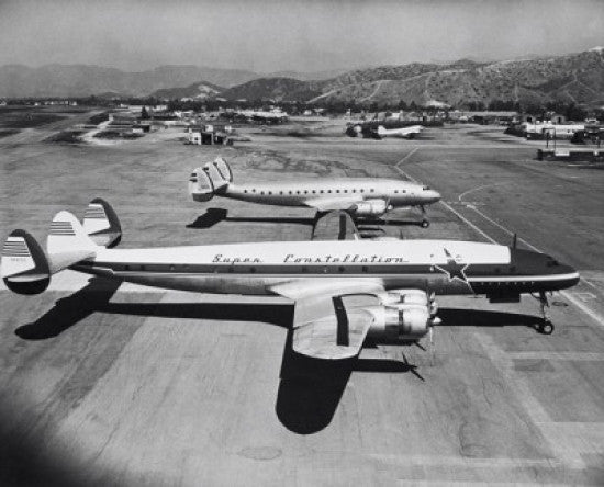 High Angle View of Two Airplanes at an Airport Fine Art Print