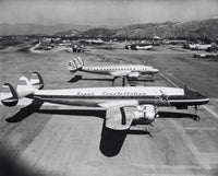 High Angle View of Two Airplanes at an Airport Fine Art Print