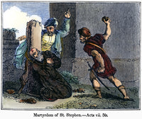 Martyrdom of St. Stephen Wood Engraving Fine Art Print by Granger Collection