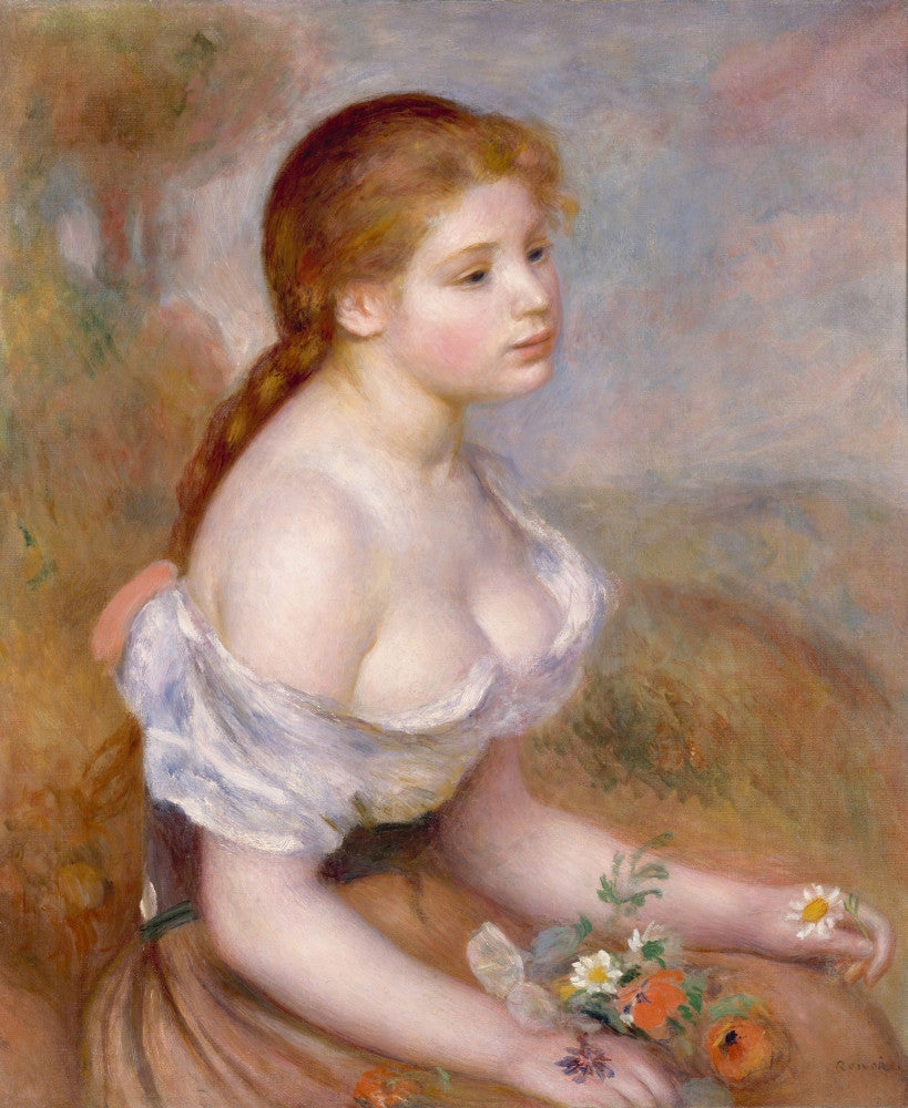 A Young Girl With Daisies Fine Art Print - Multiple Sizes Available