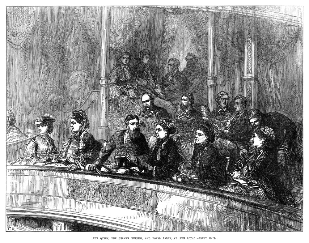 Royal Albert Hall 1872 Fine Art Print Featuring Queen Victoria and Prince Albert