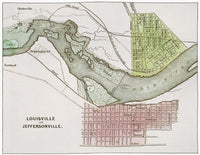 1837 Jeffersonville, Indiana and Louisville, Kentucky Map Print