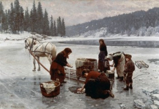 Laundering, A Winter's Day Fine Art Print by Jahn Ekenaes