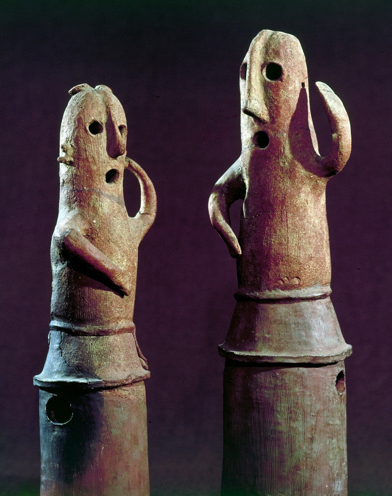 Terracotta Haniwa Figures - Man and Woman Dancing Fine Art Print