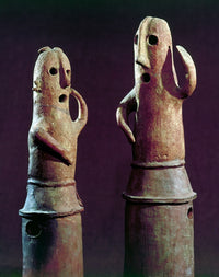 Terracotta Haniwa Figures - Man and Woman Dancing Fine Art Print