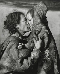 Mid Adult Eskimo Woman and Daughter Rubbing Noses Fine Art Print
