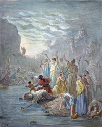 Moses Strikes Rock Fine Art Print - Color Engraving by Gustave Doré