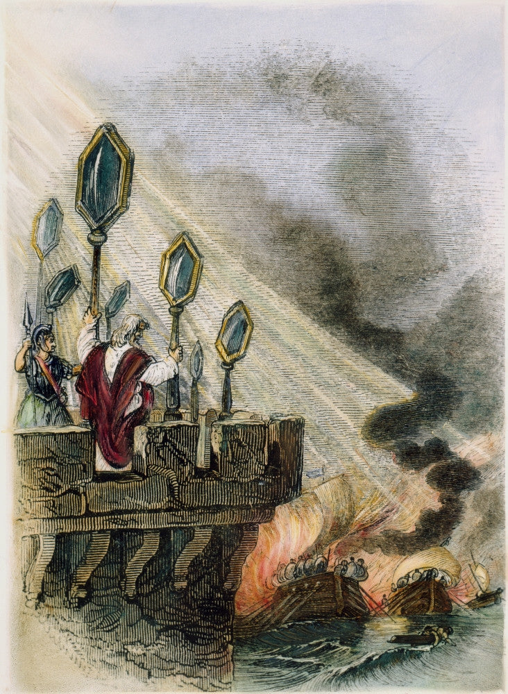 Archimedes Wood Engraving Print - Burning Mirrors | Posterazzi