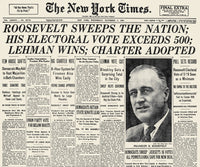 Presidential Campaign 1936: Roosevelt Re-Elected New York Times Front Page Fine Art Print