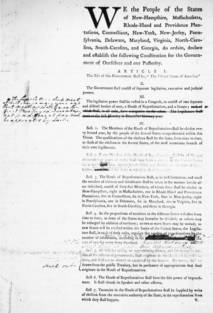 George Washington's First Draft of the U.S. Constitution Poster Print by Granger Collection