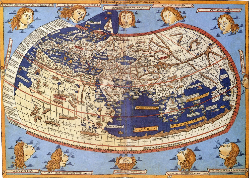 Ptolemy's 2nd Century World Map Fine Art Print by Science Source