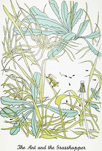 Aesop's Fable: Ant and Grasshopper Watercolor Print by Christopher Sanders